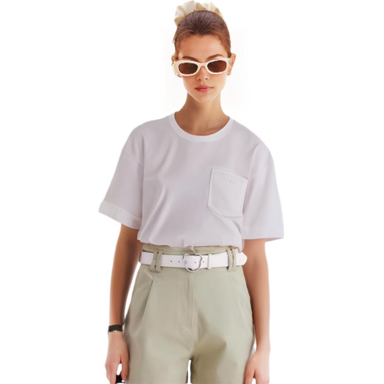 Details for (Women) FENDI White Oversized Dropped-Shoulder Crewneck T-Shirt FS7375AFLDF0ZNM