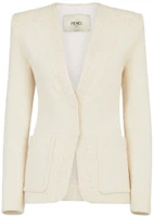 Order (Women) FENDI White Solid Cotton Blazer Jacket SS21 FZJ578AF4RF0ZNM