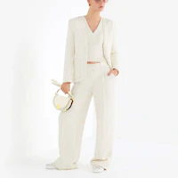 Shop (Women) FENDI White Solid Cotton Blazer Jacket SS21 FZJ578AF4RF0ZNM