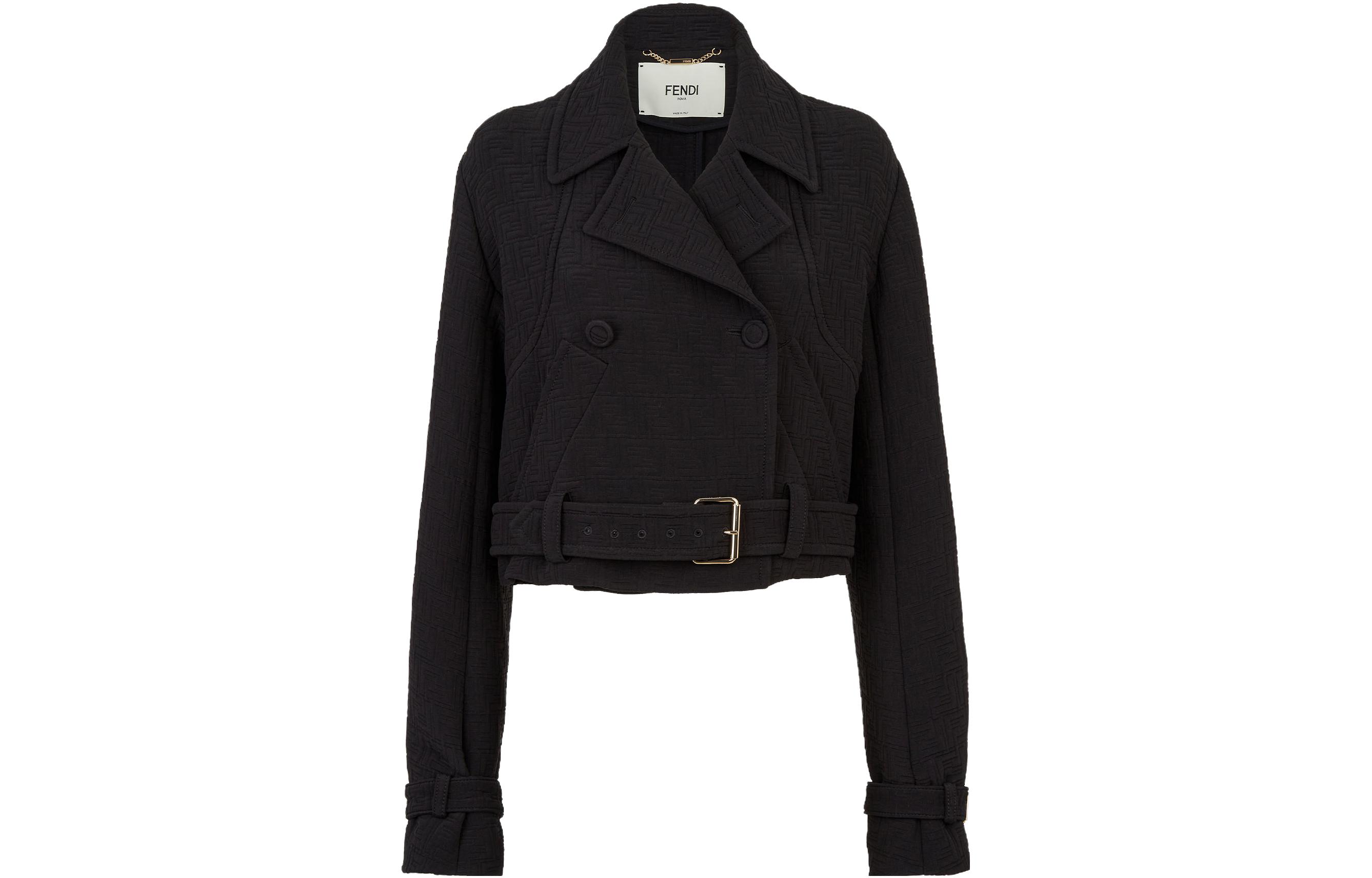 (Women) FENDI Women’s Double-Breasted Slim Fit Casual Jacket Black. FJ7456AXASF0GME