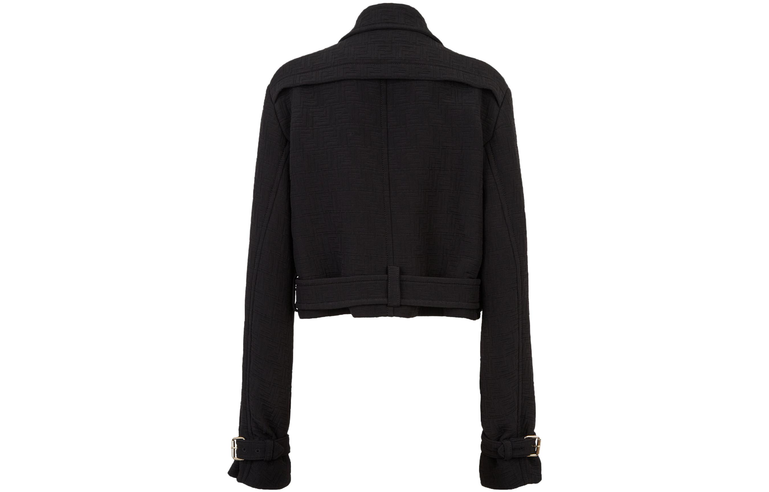 Lookbook (W) FENDI 女士黑色修身双排扣休闲外套。 FJ7456AXASF0GME