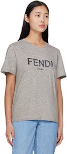 (W) FENDI 女士灰色宽松版印花Logo圆领T恤。 FS9599AQ9AF0TDR Shop (W) FENDI 女士灰色宽松版印花Logo圆领T恤。 FS9599AQ9AF0TDR