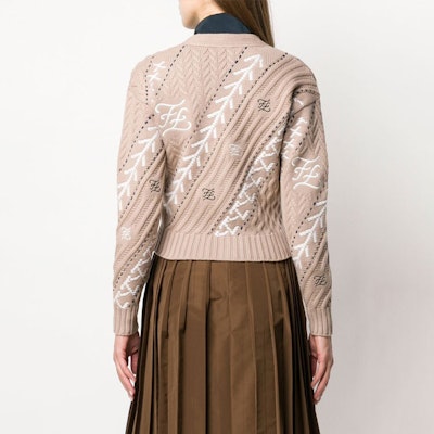 (W) FENDI 羊毛開襟針織外套駝色帶圖案及鈕扣設計. FZC611AAERF19EK Purchase (W) FENDI 羊毛開襟針織外套駝色帶圖案及鈕扣設計. FZC611AAERF19EK