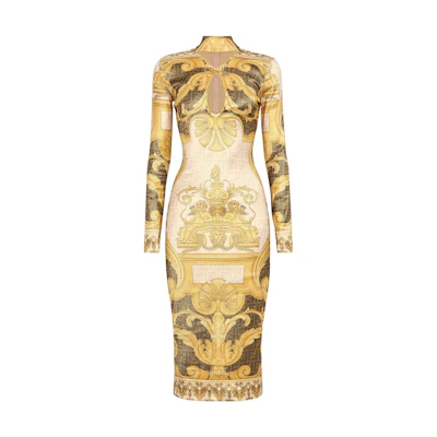 (Women) FENDI VERSACE SS22 Colorblock Slim Fit Long Sleeve Dress. FDB785AJK9F1H3Y