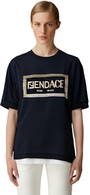 (Women) FENDI x VERSACE SS22 Logo Patch Short Sleeve T-Shirt Women Black FS7900AJKLF0GME Shop (Women) FENDI x VERSACE SS22 Logo Patch Short Sleeve T-Shirt Women Black FS7900AJKLF0GME