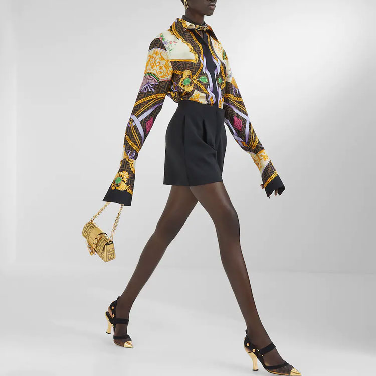 (Women) FENDI VERSACE SS22 Silk Long Sleeve Shirt Multicolor FS7891AIE4F118W 圖 4