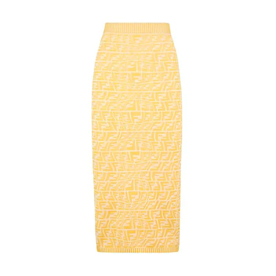 (Women) FENDI Yellow Elastic Waist Midi Skirt Casual Style. FZQ637AGF1F1DO6