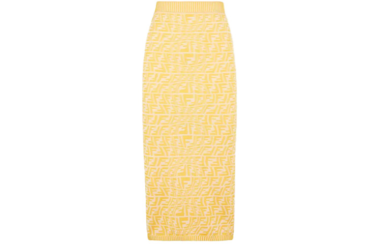 Order (W) FENDI Falda Midi Amarilla con Cintura Elástica Estilo Casual. FZQ637AGF1F1DO6