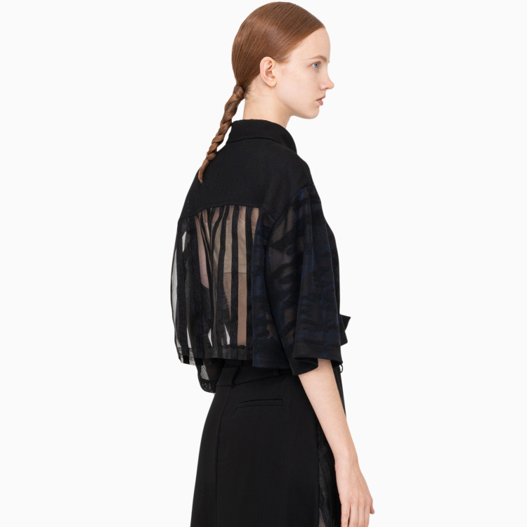 Purchase (W) 冯晨华黑色短袖纽扣衬衫 FWS15SR04