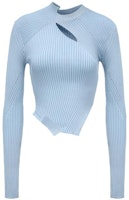 (Women) FENG CHEN WANG Blue Short Knitted Long Sleeve Sweater. FWS15KT06 (Women) FENG CHEN WANG Blue Short Knitted Long Sleeve Sweater. FWS15KT06