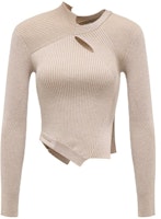 (Women) Feng Chen Wang Irregular Cutout Knit Sweater - Solid Color Design FWF16KT14B (Women) Feng Chen Wang Irregular Cutout Knit Sweater - Solid Color Design FWF16KT14B