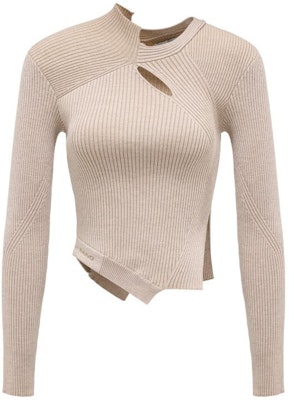 (W) Feng Chen Wang Suéter de Punto con Cortes Irregulares - Diseño Color Sólido FWF16KT14B Order (W) Feng Chen Wang Suéter de Punto con Cortes Irregulares - Diseño Color Sólido FWF16KT14B