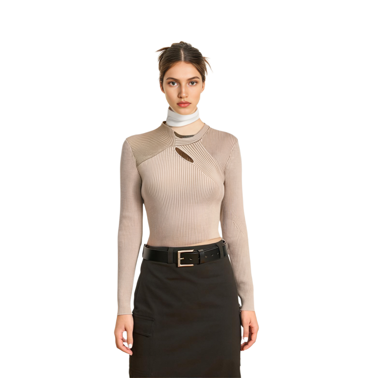 Shop (W) Feng Chen Wang Suéter de Punto con Cortes Irregulares - Diseño Color Sólido FWF16KT14B