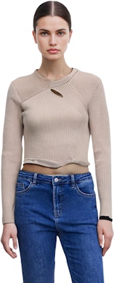 (W) Feng Chen Wang Suéter de Punto con Cortes Irregulares - Diseño Color Sólido FWF16KT14B Purchase (W) Feng Chen Wang Suéter de Punto con Cortes Irregulares - Diseño Color Sólido FWF16KT14B