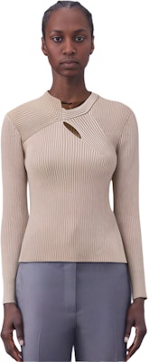 (W) Feng Chen Wang Suéter de Punto con Cortes Irregulares - Diseño Color Sólido FWF16KT14B Details for (W) Feng Chen Wang Suéter de Punto con Cortes Irregulares - Diseño Color Sólido FWF16KT14B