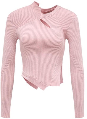 (W) Feng Chen Wang Suéter de Punto con Cortes Irregulares - Diseño Color Sólido FWF16KT14B Cheap (W) Feng Chen Wang Suéter de Punto con Cortes Irregulares - Diseño Color Sólido FWF16KT14B