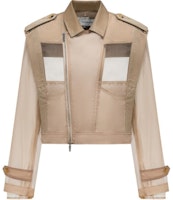 (Women) Feng Chen Wang Khaki Mesh Patchwork Long Sleeve Jacket. FWS17JK03 (Women) Feng Chen Wang Khaki Mesh Patchwork Long Sleeve Jacket. FWS17JK03