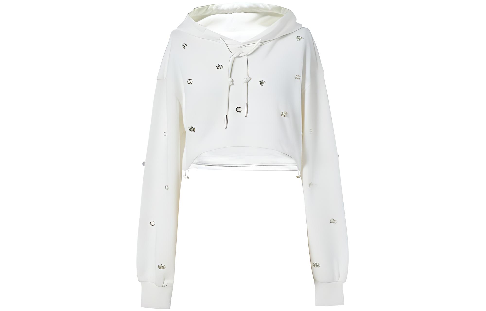 (Women) Feng Chen Wang  Letter Print Pullover Hoodie - White. FF12HOO415