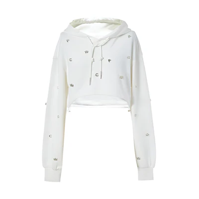 (Women) Feng Chen Wang Letter Print Pullover Hoodie - White. FF12HOO415