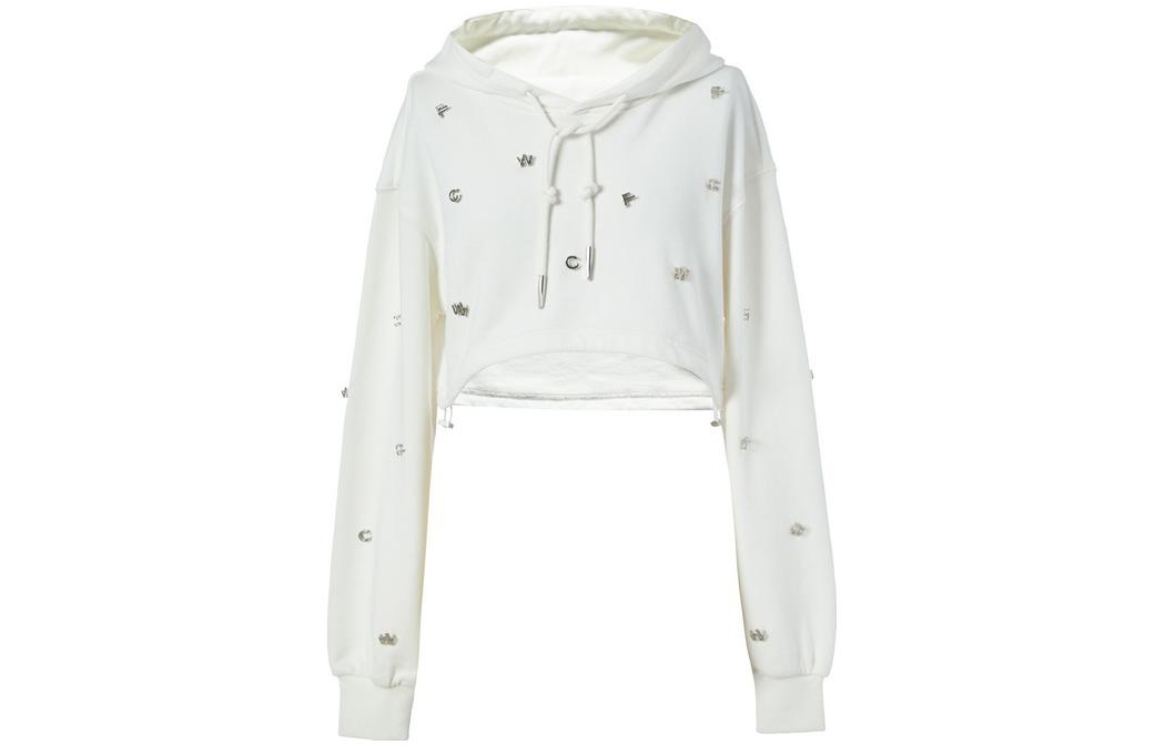 Order (W) Sudadera con capucha blanca Feng Chen Wang con estampado de letras. FF12HOO415