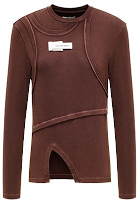 (W) Feng Chen Wang Suéter Ajustado Logo Estampado Rojo Marrón FWF18LS04 Buy (W) Feng Chen Wang Suéter Ajustado Logo Estampado Rojo Marrón FWF18LS04