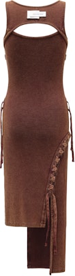 (W) Vestido Marrón Minimalista sin Mangas Feng Chen Wang con Detalle de Cordones FWF18DR02C Lookbook (W) Vestido Marrón Minimalista sin Mangas Feng Chen Wang con Detalle de Cordones FWF18DR02C