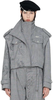 (W) Chaqueta Gris de Manga Larga Feng Chen Wang Phoenix Patchwork Impresa. FWF14JK19 Lookbook (W) Chaqueta Gris de Manga Larga Feng Chen Wang Phoenix Patchwork Impresa. FWF14JK19