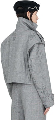 (W) Chaqueta Gris de Manga Larga Feng Chen Wang Phoenix Patchwork Impresa. FWF14JK19 Shop (W) Chaqueta Gris de Manga Larga Feng Chen Wang Phoenix Patchwork Impresa. FWF14JK19