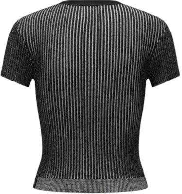 (W) Camiseta Negra de Punto a Rayas con Cuello en V Feng Chen Wang. FWS17KT21 Lookbook (W) Camiseta Negra de Punto a Rayas con Cuello en V Feng Chen Wang. FWS17KT21