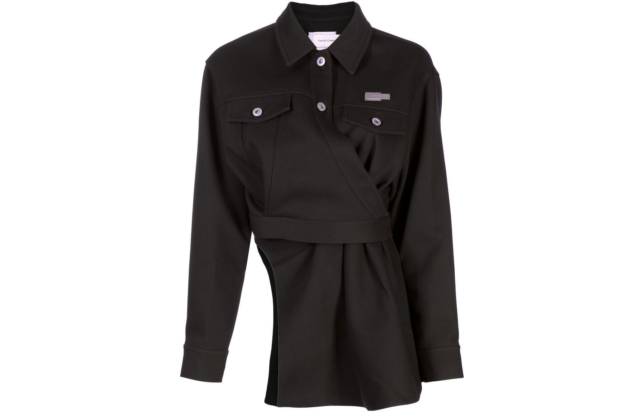 (Women) Feng Chen Wang FW22  Black Long Sleeve Logo Jacket. FWF14JK10