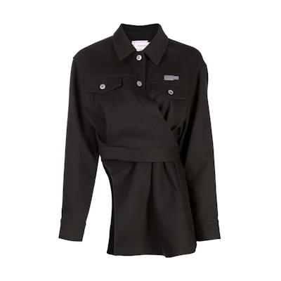 (Women) Feng Chen Wang FW22 Black Long Sleeve Logo Jacket. FWF14JK10