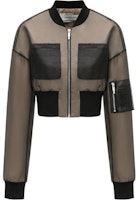 (Women) Feng Chen Wang Mesh Layered Colorblock Short Jacket Khaki . FWS17JK10 (Women) Feng Chen Wang Mesh Layered Colorblock Short Jacket Khaki . FWS17JK10