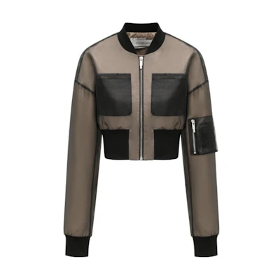 (Women) Feng Chen Wang Mesh Layered Colorblock Short Jacket Khaki . FWS17JK10