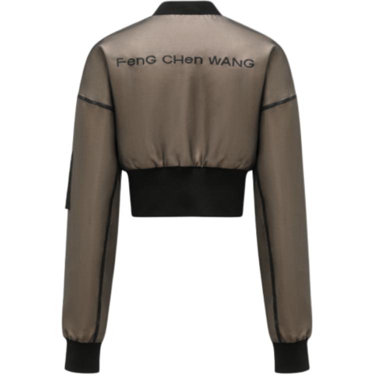 Lookbook (W) Chaqueta Corta en Capas de Malla Feng Chen Wang Colorblock Caqui. FWS17JK10