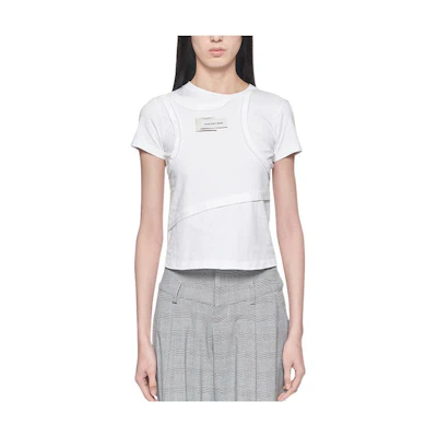 (Women) FENG CHEN WANG SS22 Letter Patch Crewneck Short Sleeve T-Shirt White (Womens). FWS13TS06