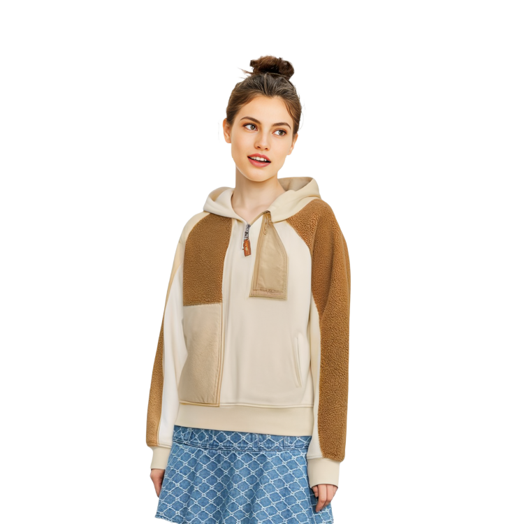 Sizing (W) Feng Chen Wang x UGG Patchwork Hoodie Beige Lelaki & Wanita 1143272