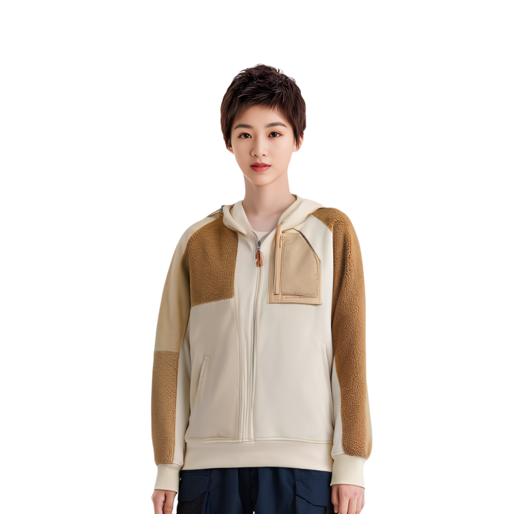 Cheap (W) Feng Chen Wang x UGG Patchwork Hoodie Beige Lelaki & Wanita 1143272