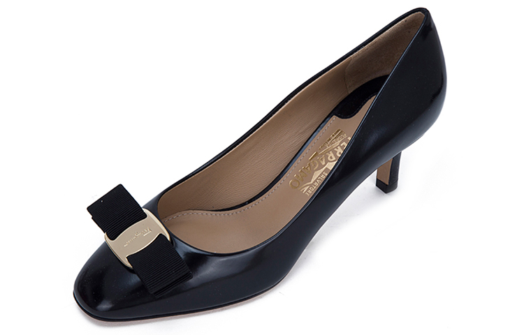 (W) FERRAGAMO 55 Series 'Black Leather Mid-Heel' 圖 2