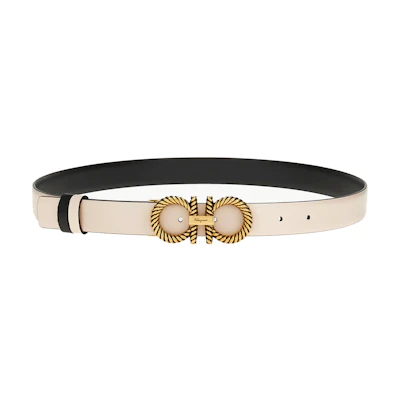 (Women) FERRAGAMO Beige Leather Belt with Sleek Buckle, 2.3cm Width. 230240759517