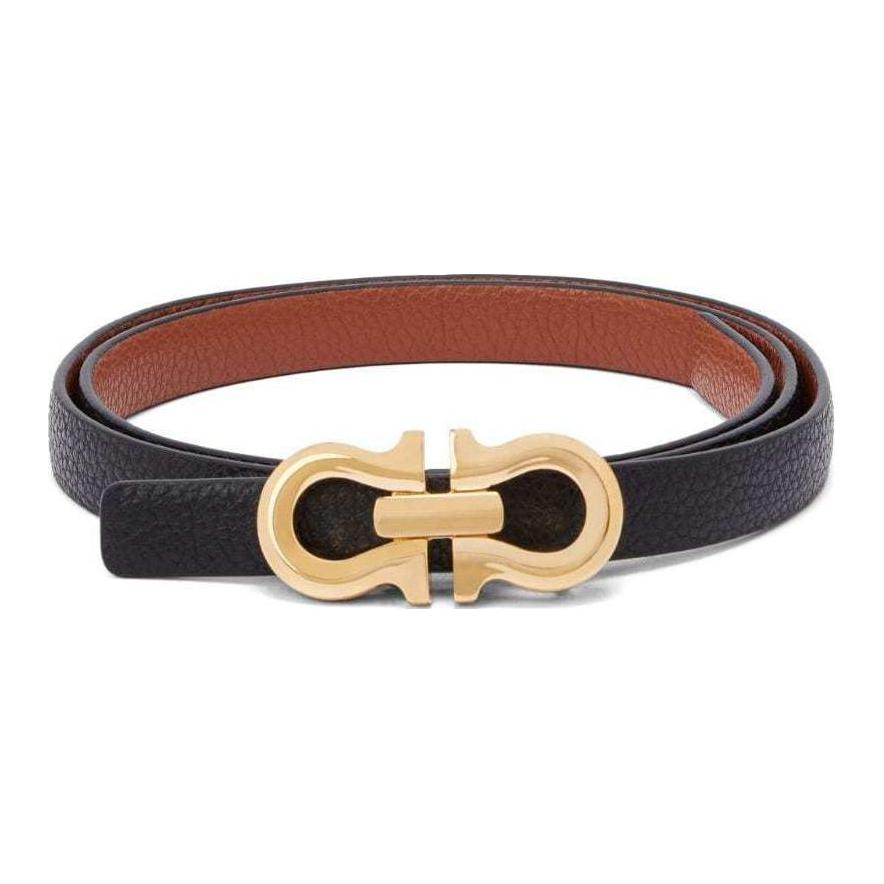 (Women) FERRAGAMO  Black Calfskin Leather Belt - Stylish & Versatile. 776828