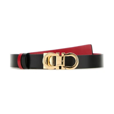 (Women) Ferragamo Black Leather Belt with Logo and Pin Buckle, 2.5CM Wide. 230294771068