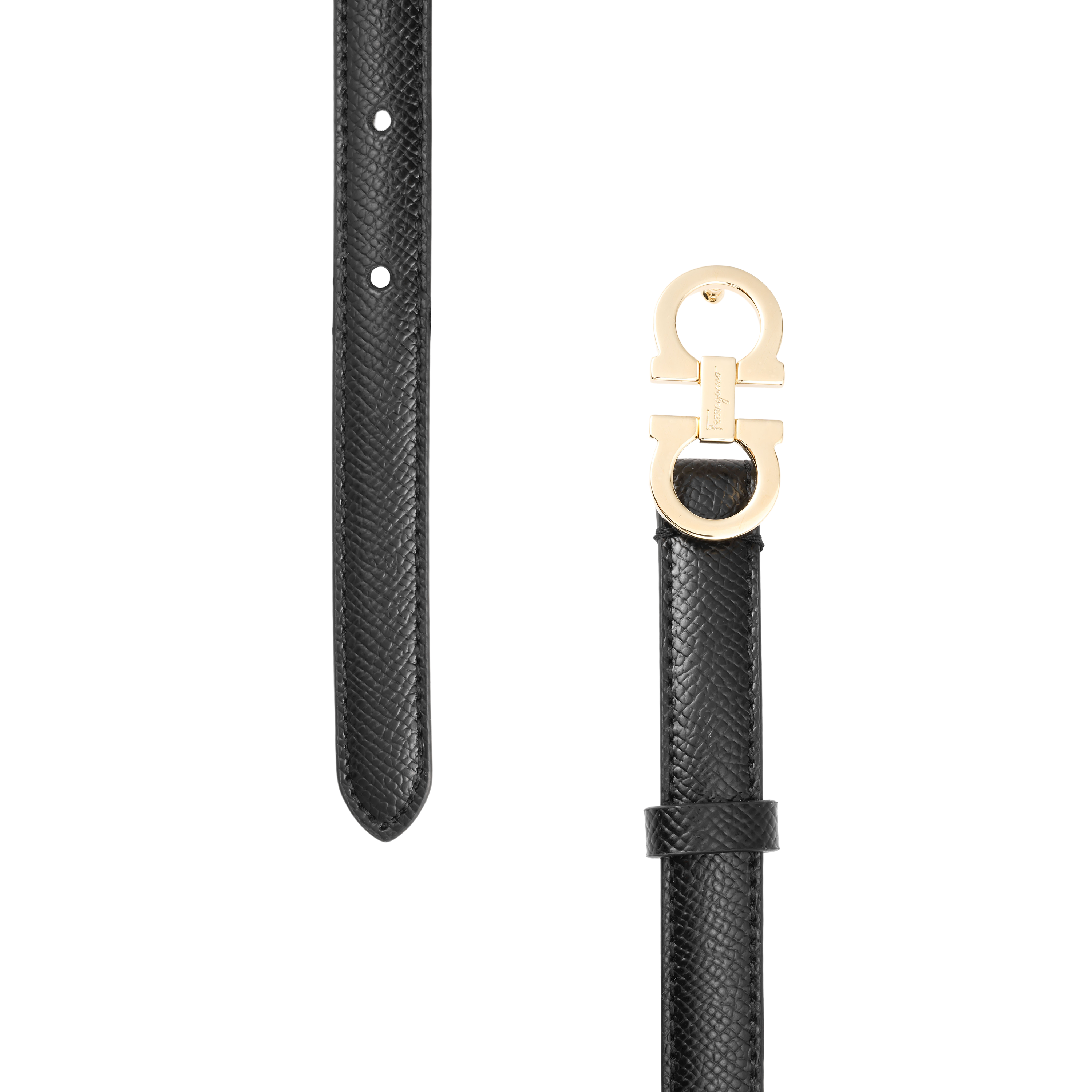 (Women) FERRAGAMO  Black Leather Belt with Logo Buckle - 1.5cm Wide 0675180 圖 4