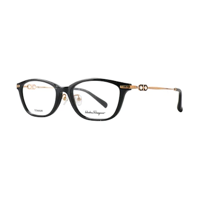 (Women) Ferragamo Black Optical Glasses, Alphabet Detail, Irregular Frame. SF2900A 001