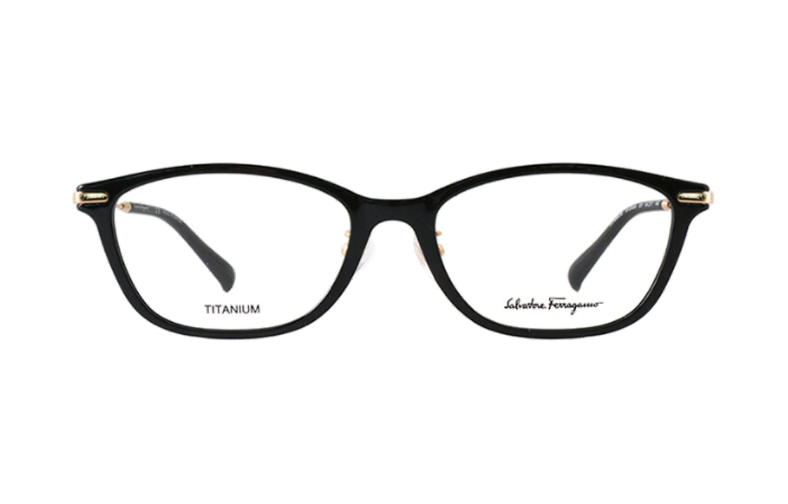 Lookbook (W) Ferragamo 黑色光学眼镜，字母细节，不规则镜框。 SF2900A 001