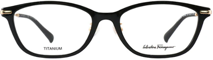 Lookbook (Women) Ferragamo Black Optical Glasses, Alphabet Detail, Irregular Frame. SF2900A 001