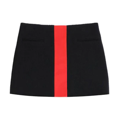 (Women) FERRAGAMO Black Red Satin Jacquard Mid-Waist Casual Short Skirt 13C5530765643