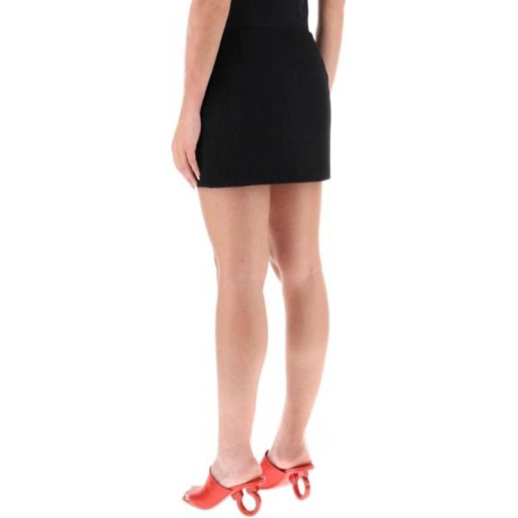 Purchase (W) 菲拉格慕 黑红色缎面提花中腰休闲短裙 13C5530765643