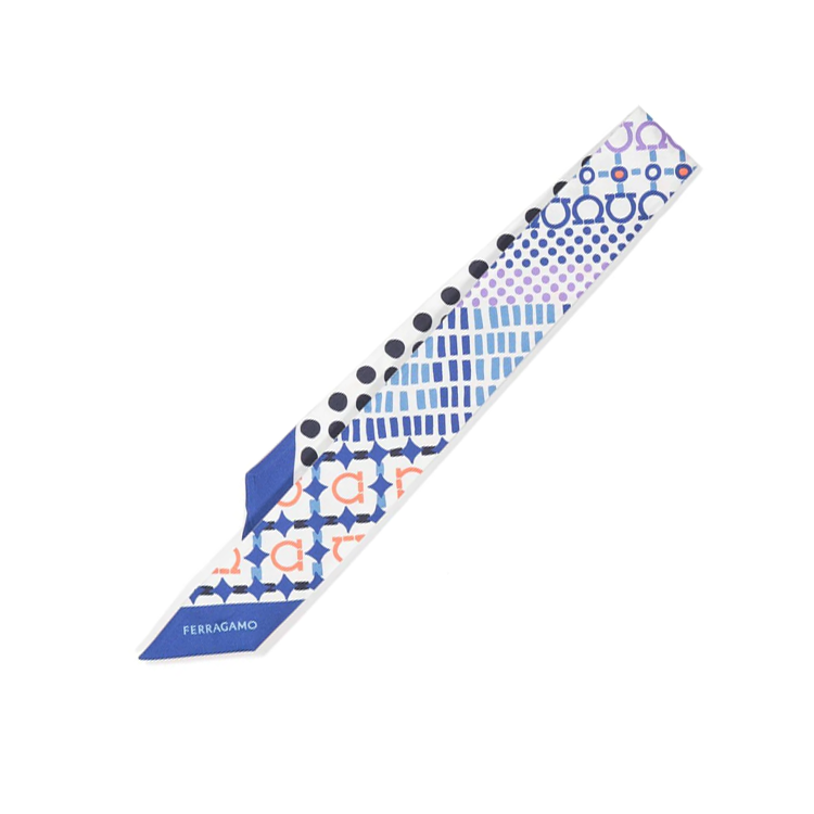 (Women) FERRAGAMO  Blue Printed Silk Scarf. 775430 圖 3