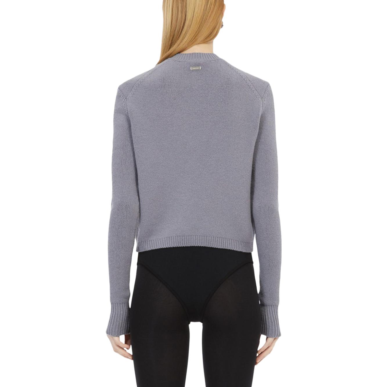 Shop (W) FERRAGAMO 2023秋冬灰色长袖针织开衫休闲毛衣. 767364