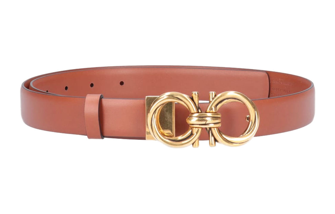 (Women) FERRAGAMO  Gancini Leather Belt Brown 2.5cm Wide. 230118751188SIENATAN 圖 3